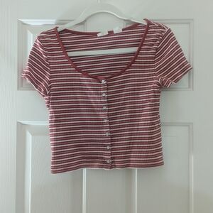 Levi's Red and White Striped Crop Top